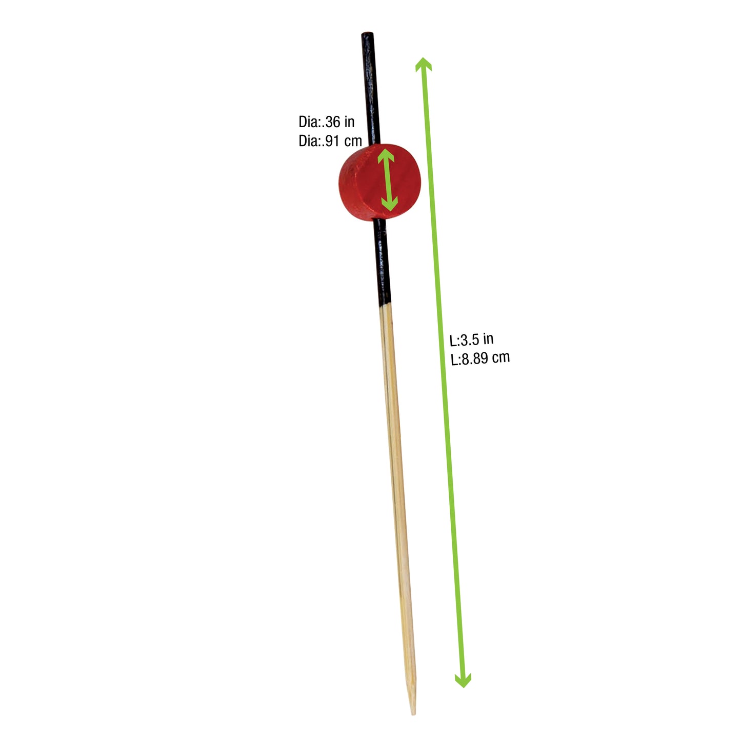 Bamboo Pick Black End with Red Bead