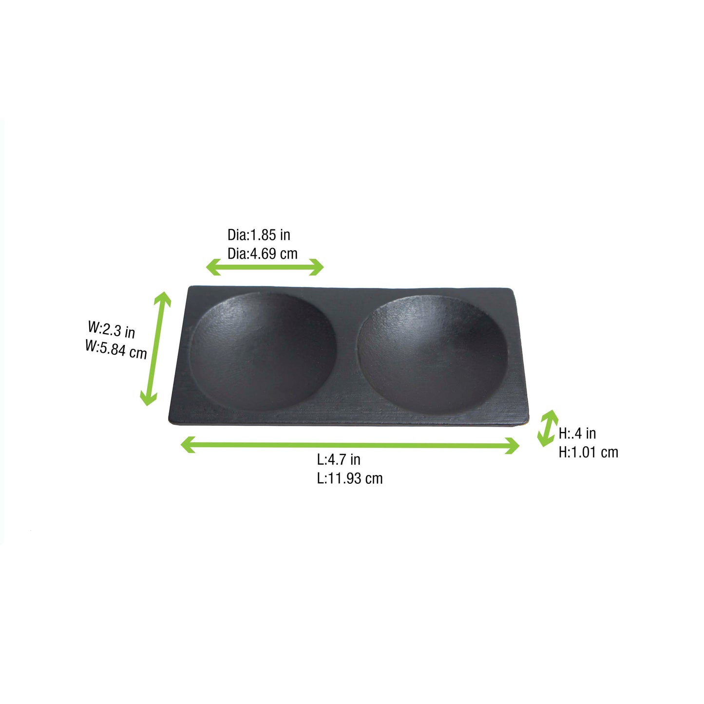 Mini Black Bamboo Plate 2 Compartments