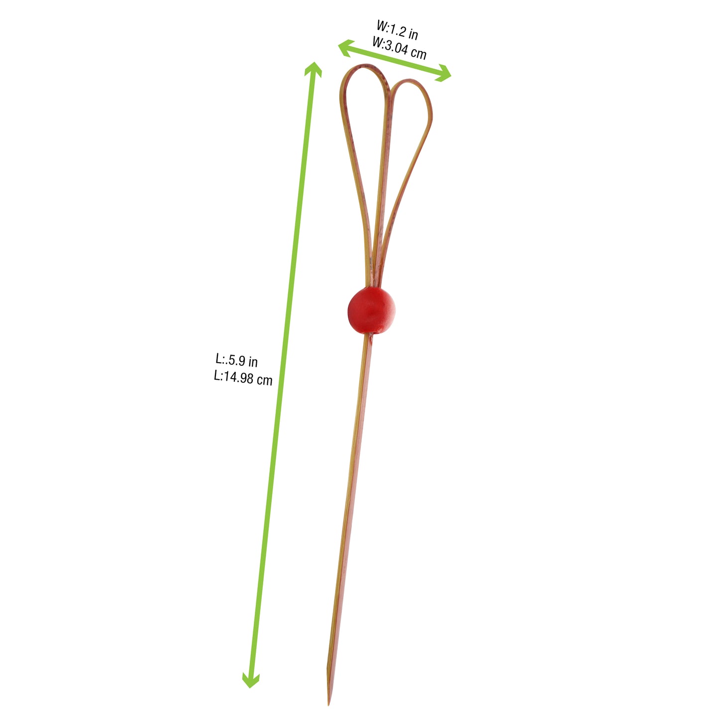 The Heart Bamboo Pick with Ball Red Ball