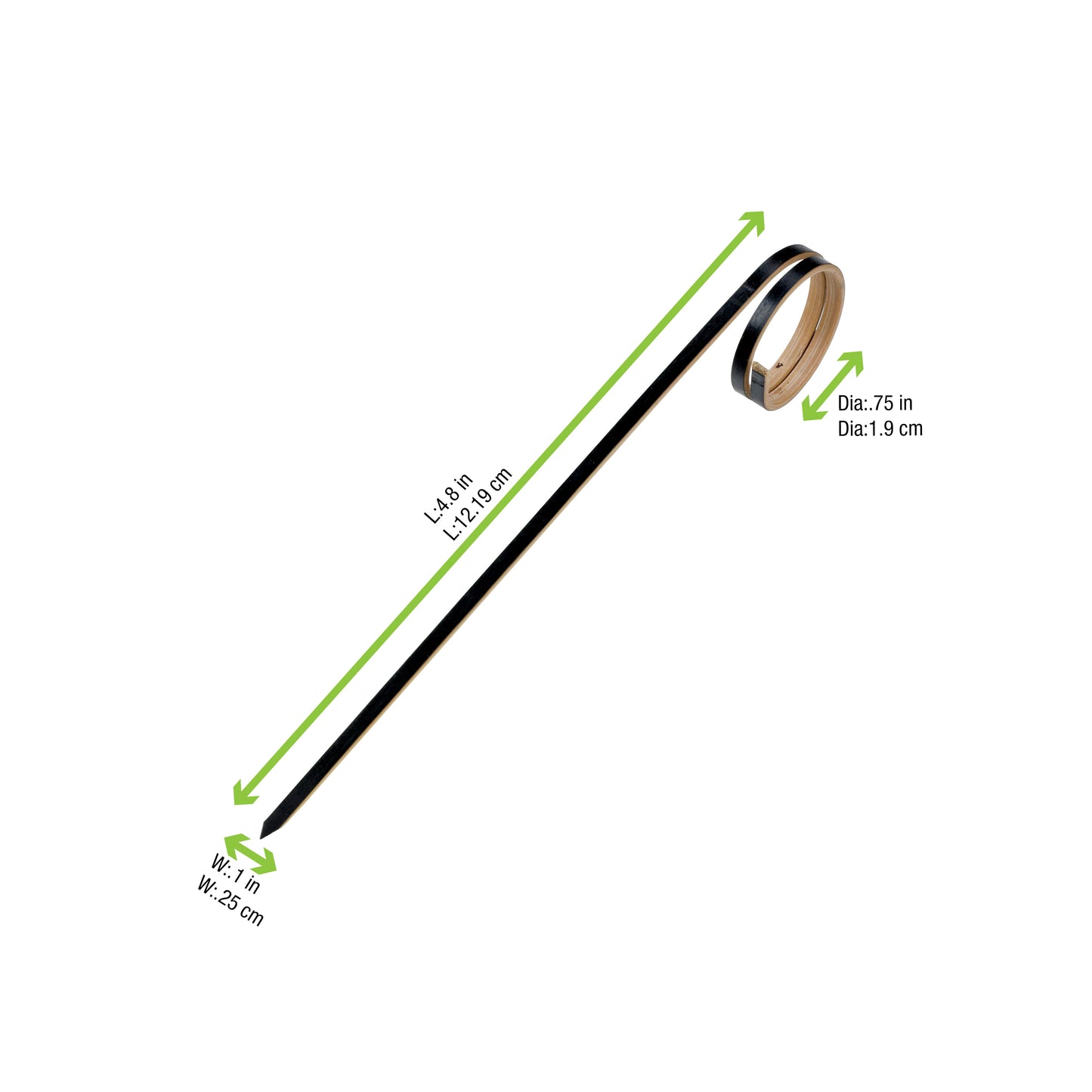 Rond Black Bamboo Skewer with Side Twist