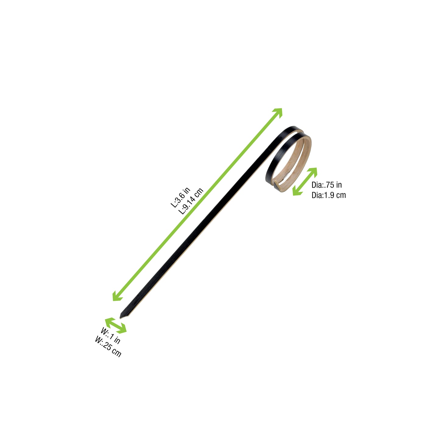 Rond Black Bamboo Skewer with Side Twist