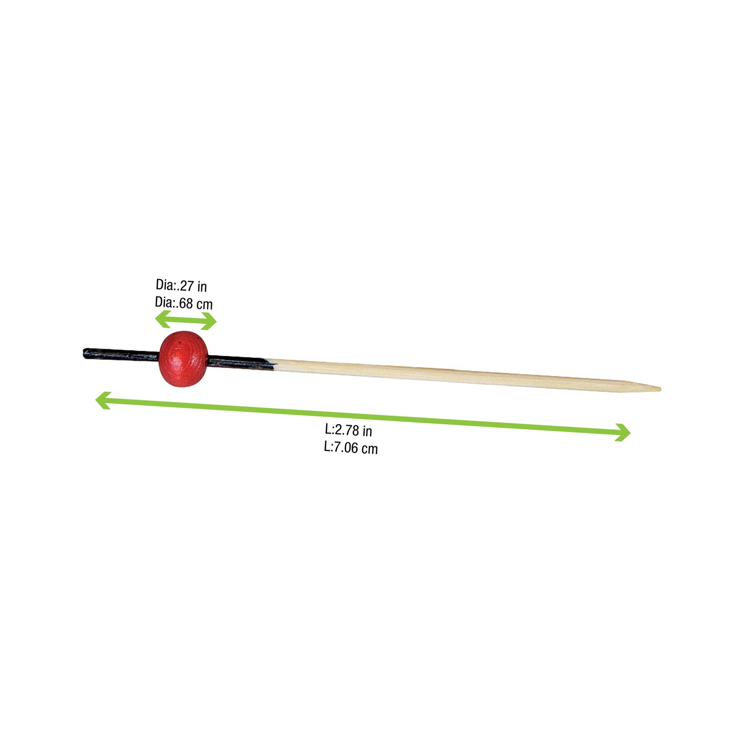 Bamboo Pick with 1 Red Bead & Black End