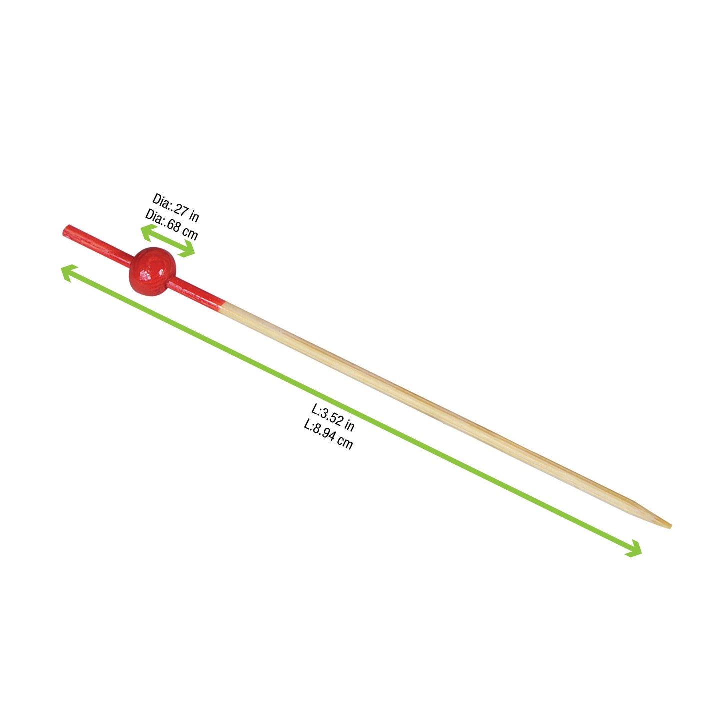 Bamboo Pick with 1 Red Bead & Red End