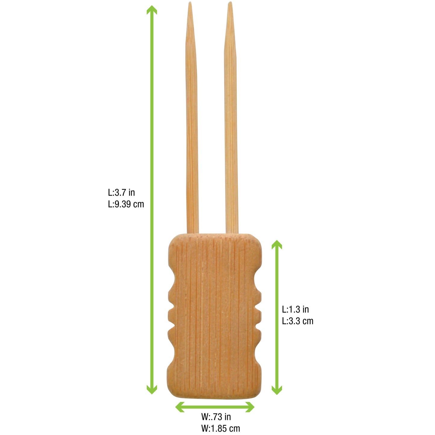 Double Prong Bamboo Skewer with Block End