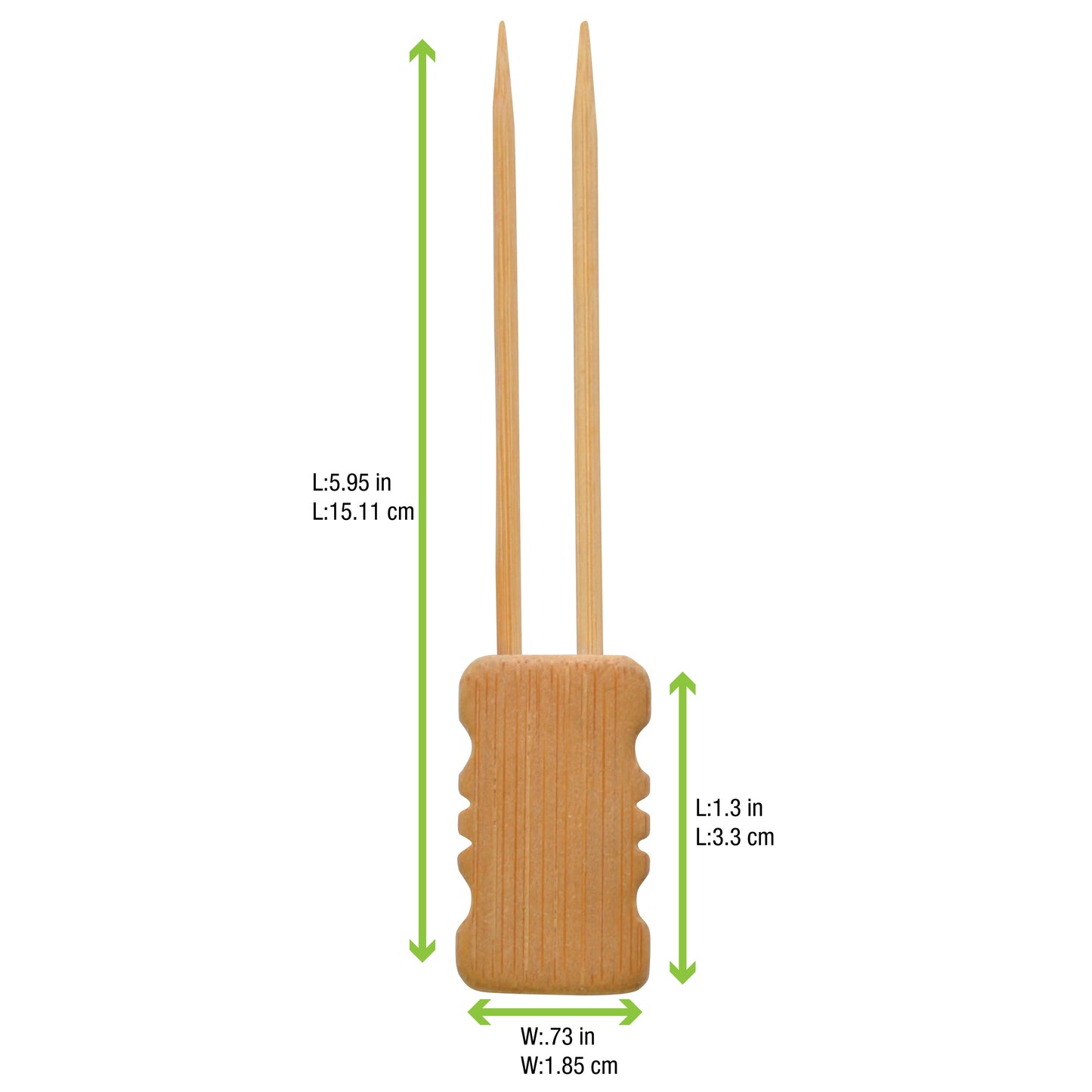 Double Prong Bamboo Skewer with Block End