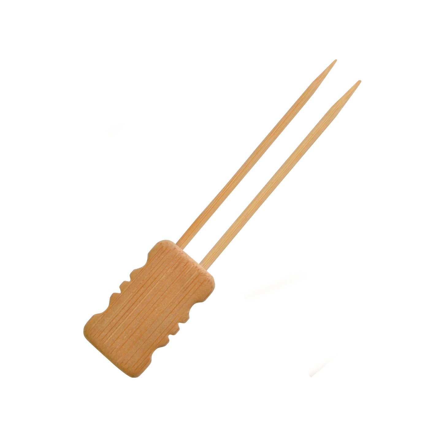 Double Prong Bamboo Skewer with Block End