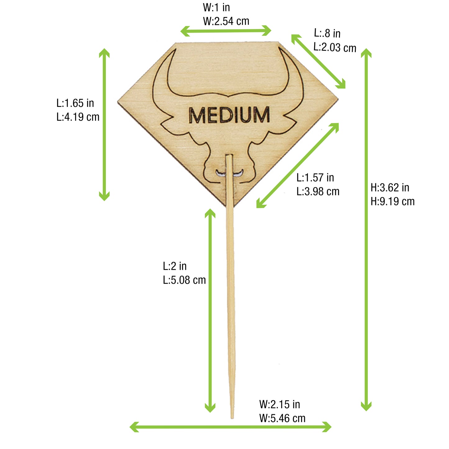 Diamond Shaped Steak Markers with Bull Head Medium