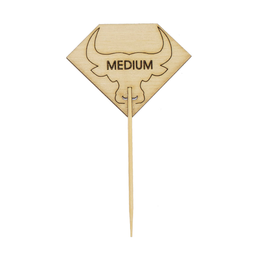 Diamond Shaped Steak Markers with Bull Head Medium