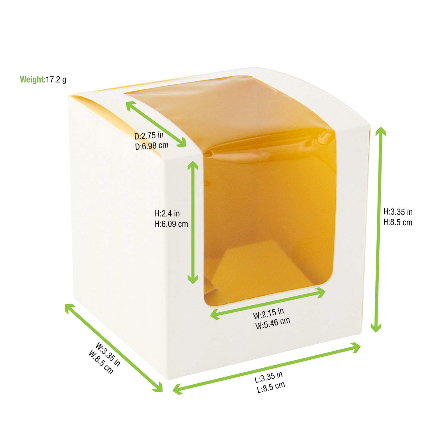 Yellow Cupcake Box with Window (1 Piece)
