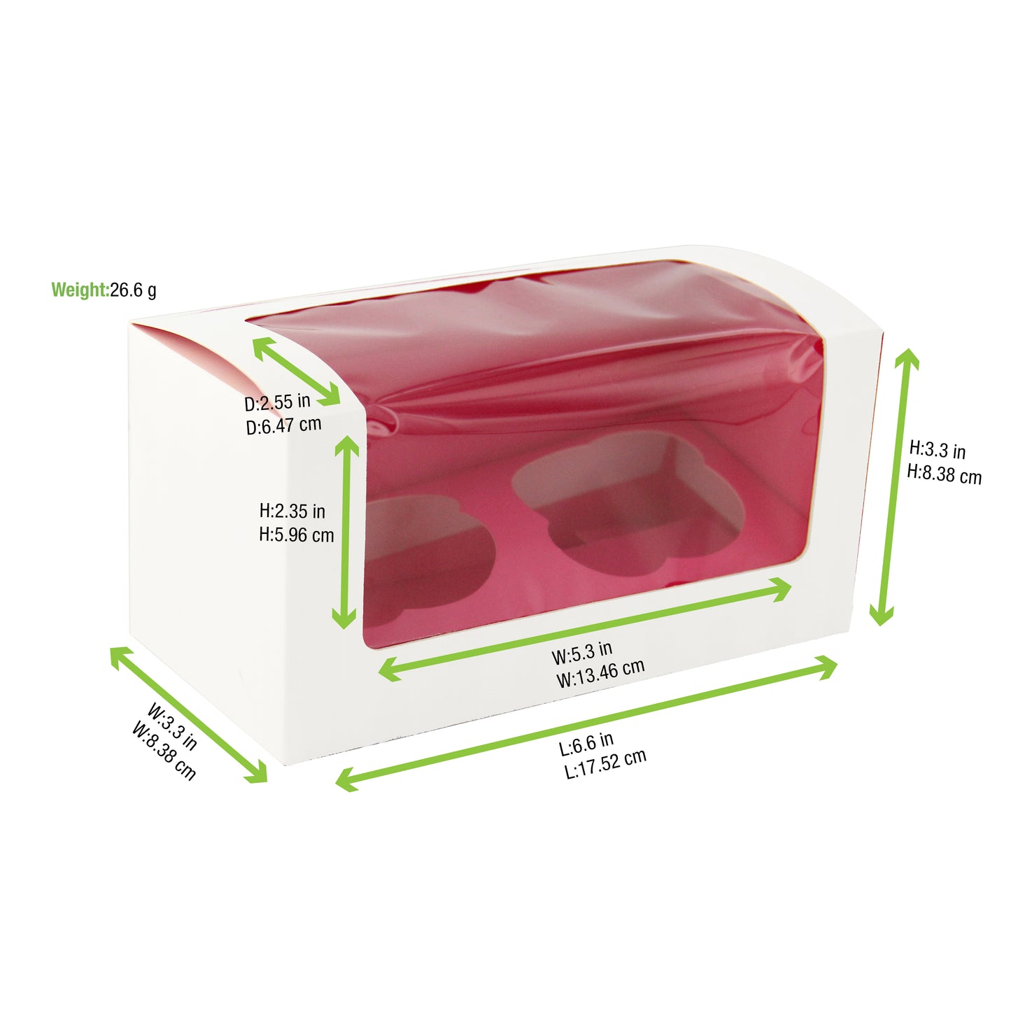 Pink Cupcake Box with Window (2 Pieces)