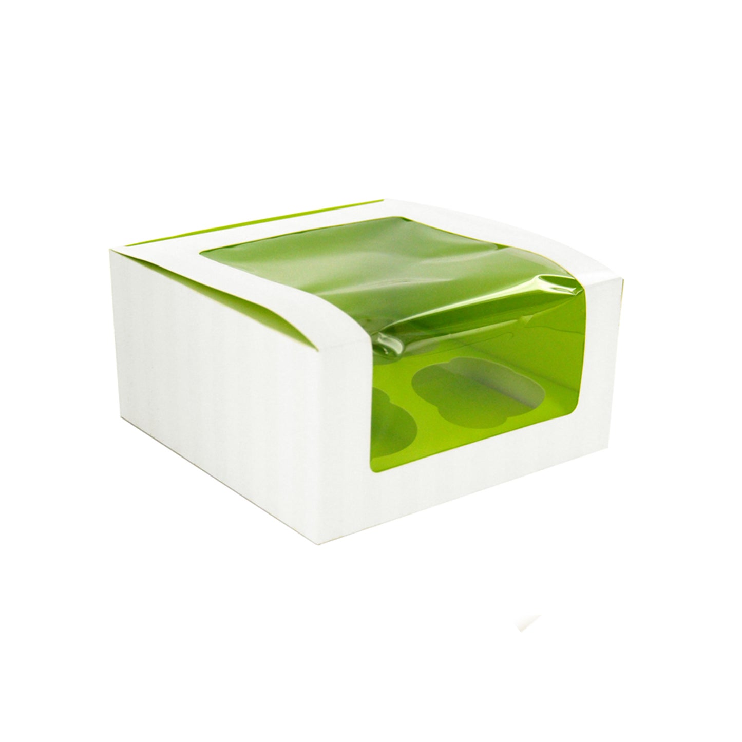 Green Cupcake Box with Window (4 Pieces)