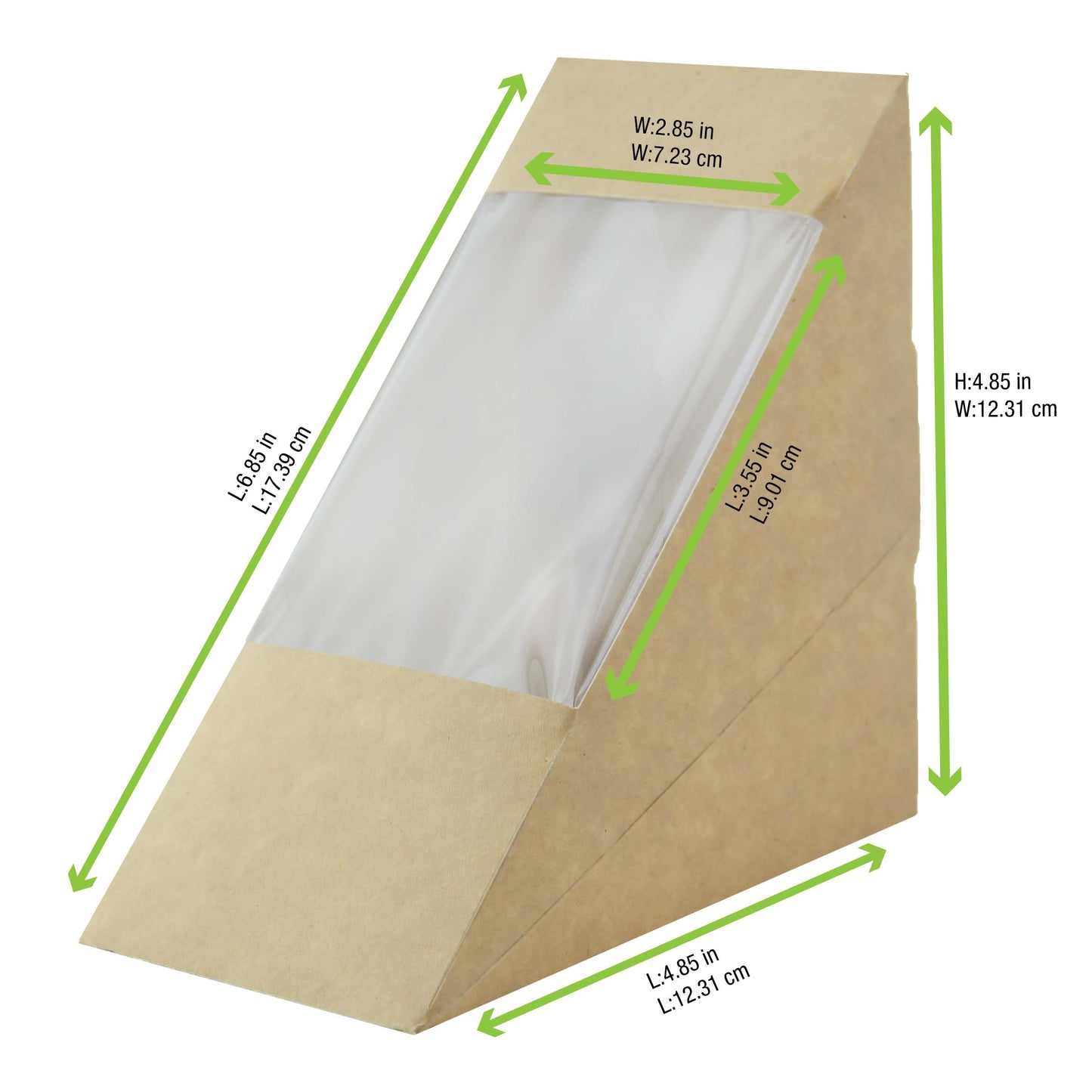 Kraft Triple Sandwich Box with PET Window