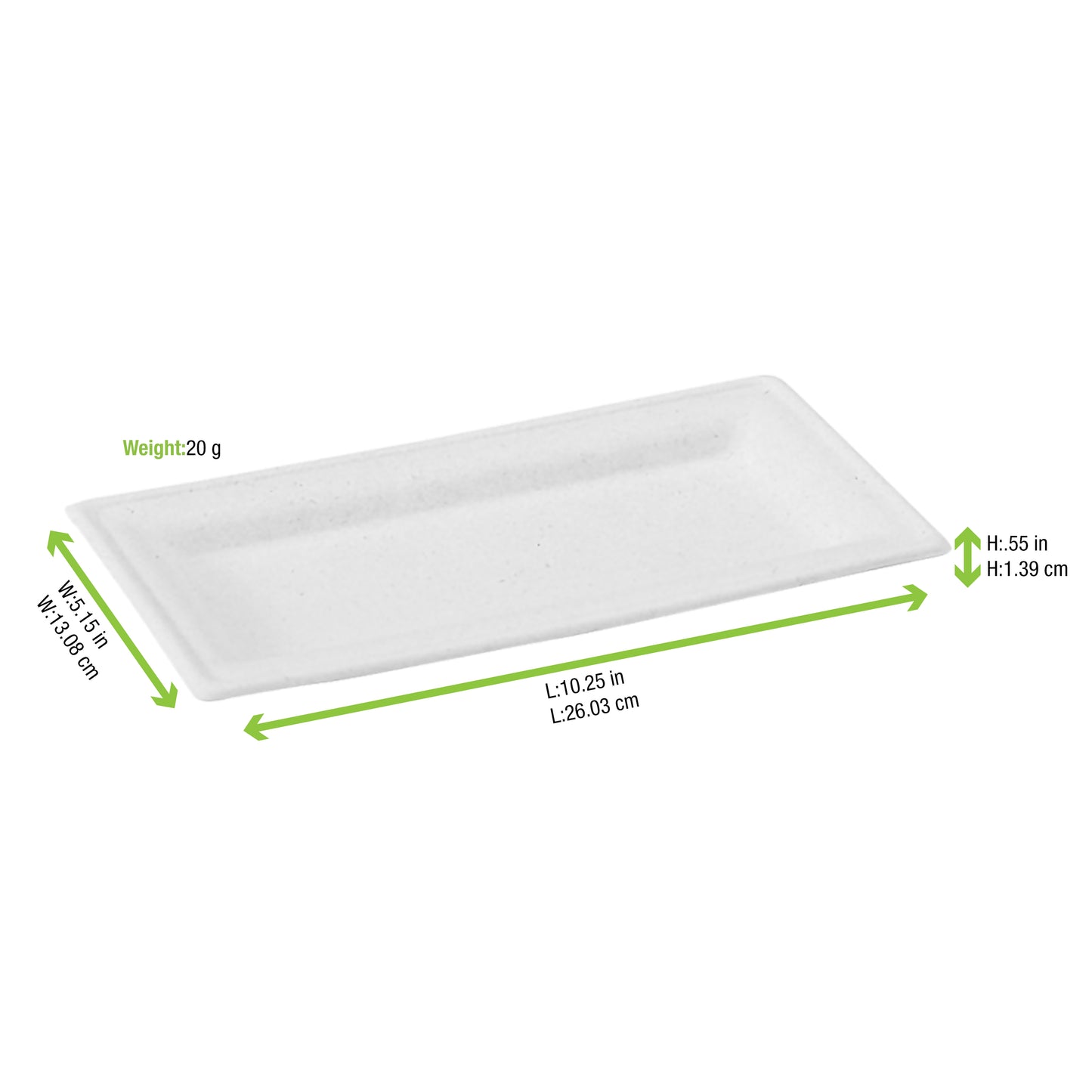 Rectangular White Sugarcane Plate