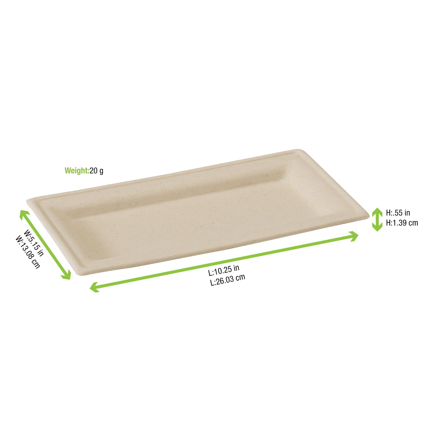 Rectangular Brown Sugarcane Plate