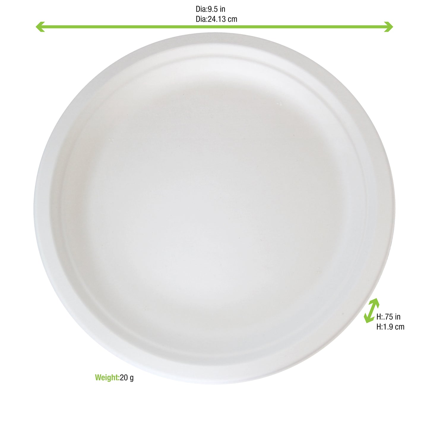 Sugarcane White Round Plate 500/Case