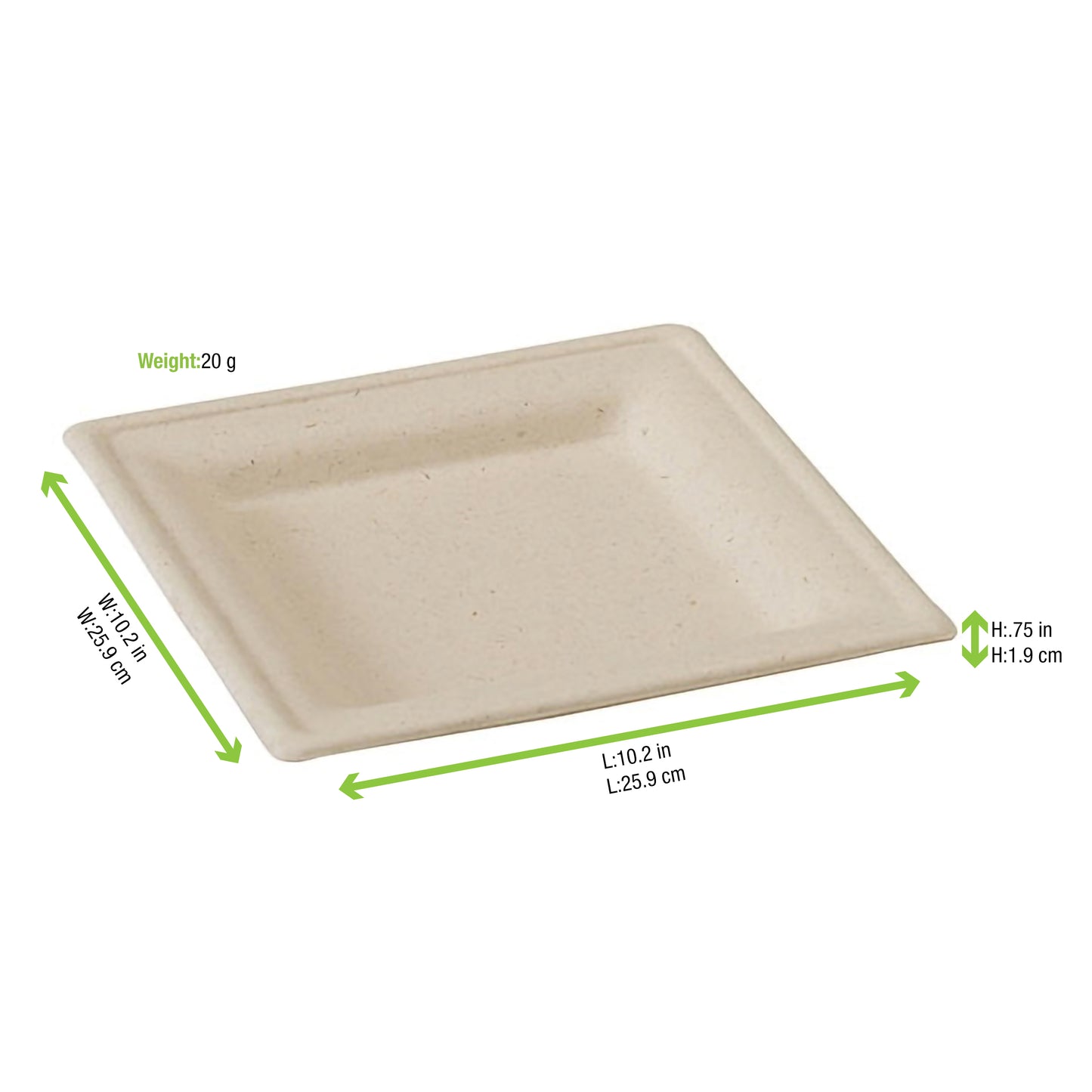 Square Brown Sugarcane Plate