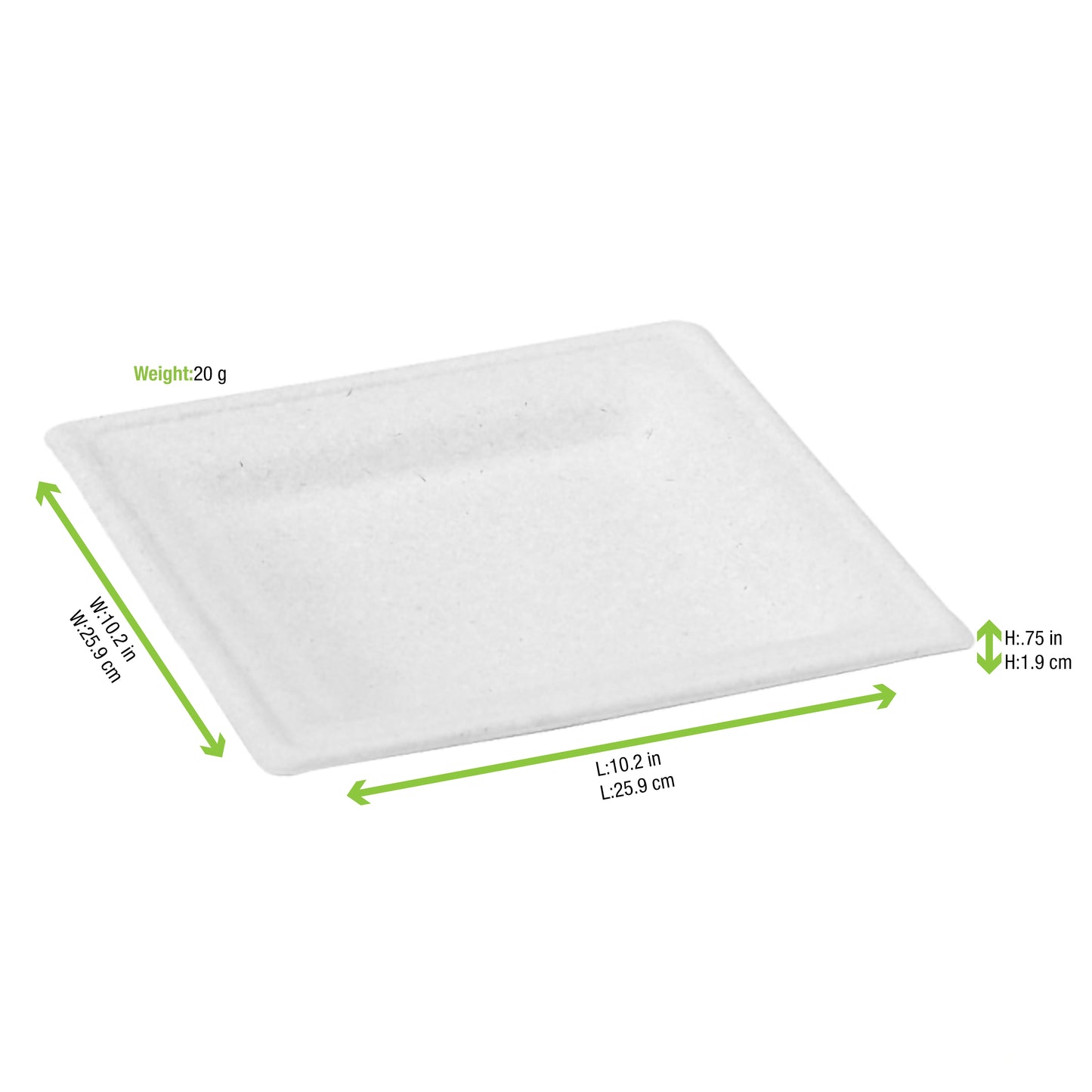 Square White Sugarcane Plate 250/Case