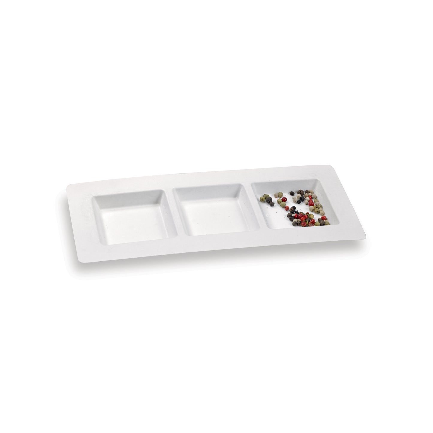 3 Compartment White Sugarcane Plate