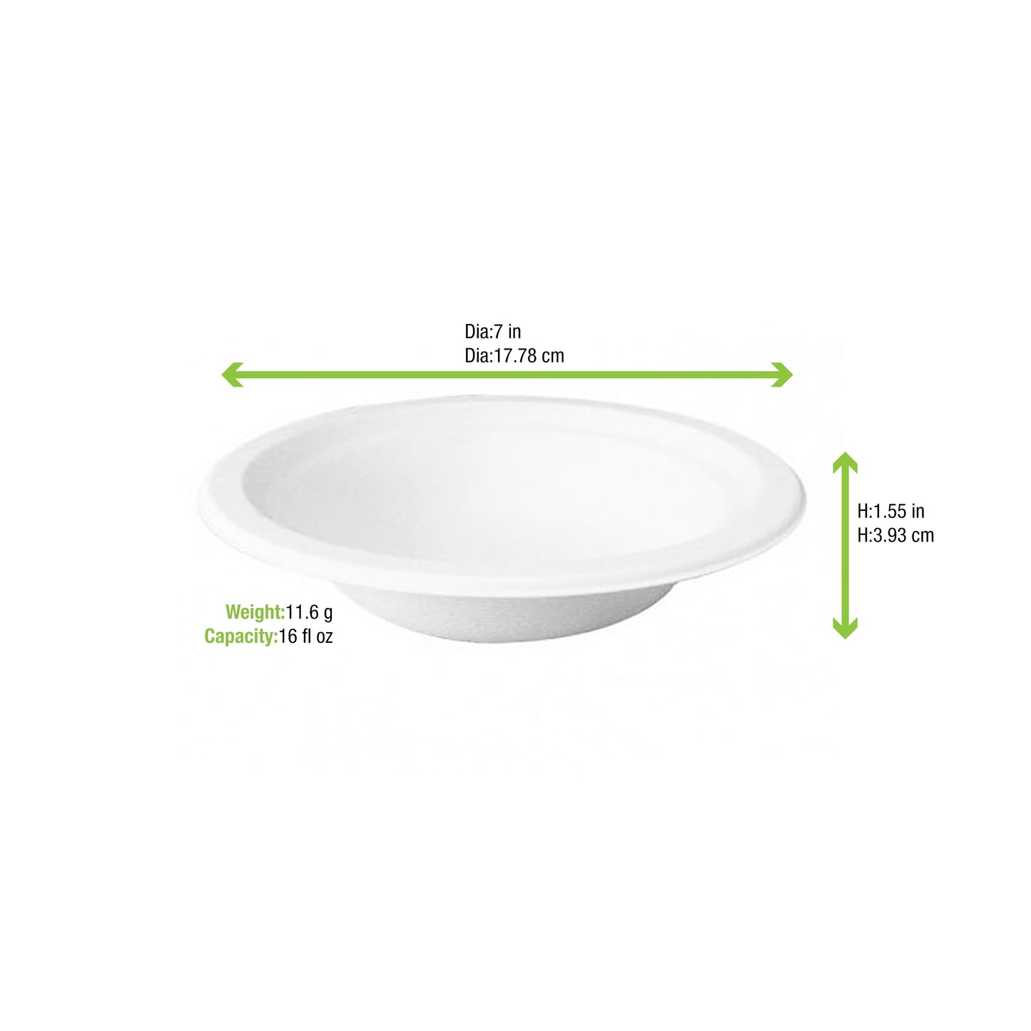 White Sugarcane Salad Bowl 600/Case