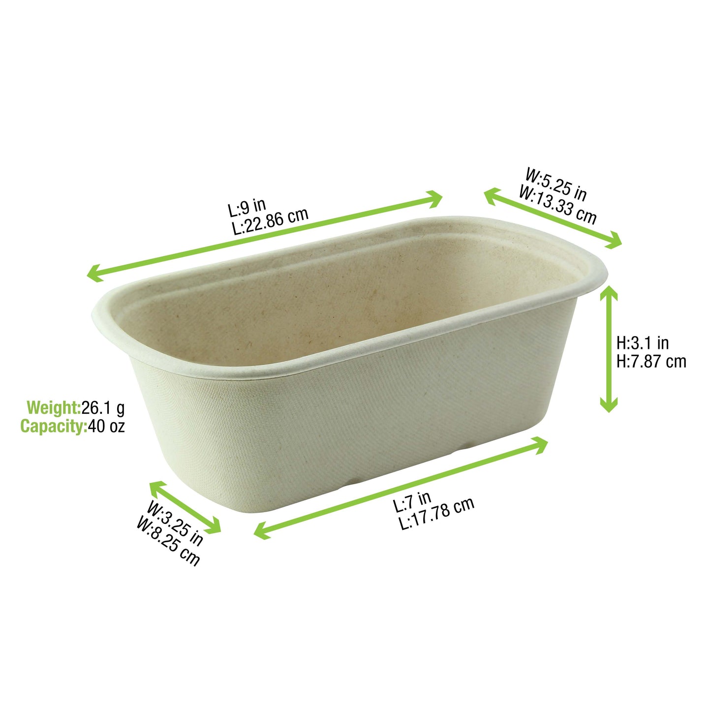 Rectangular Brown Sugarcane Container
