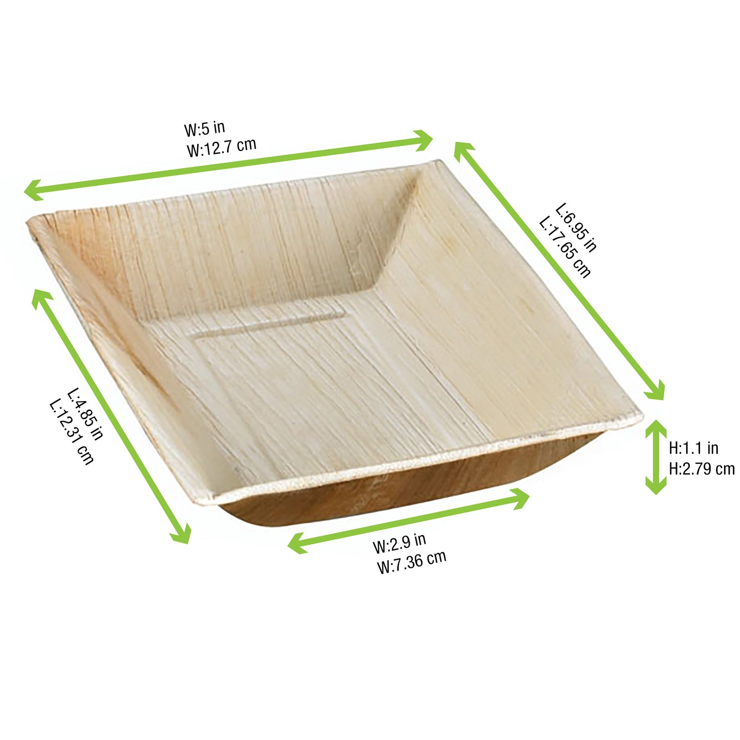 Palm Leaf Plate with Square Corners & Slanted Edges