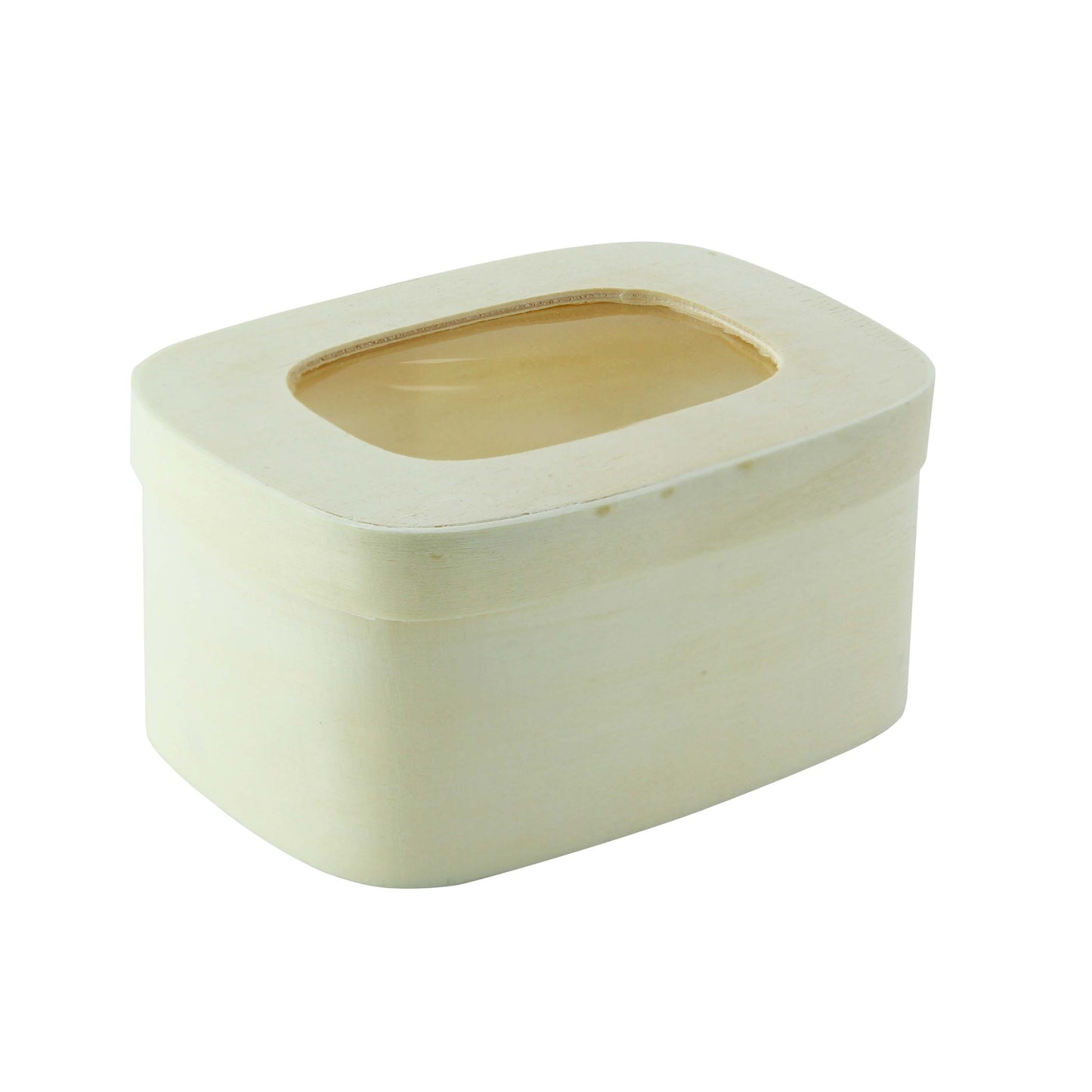 Rectangular Wood Box with Window Lid