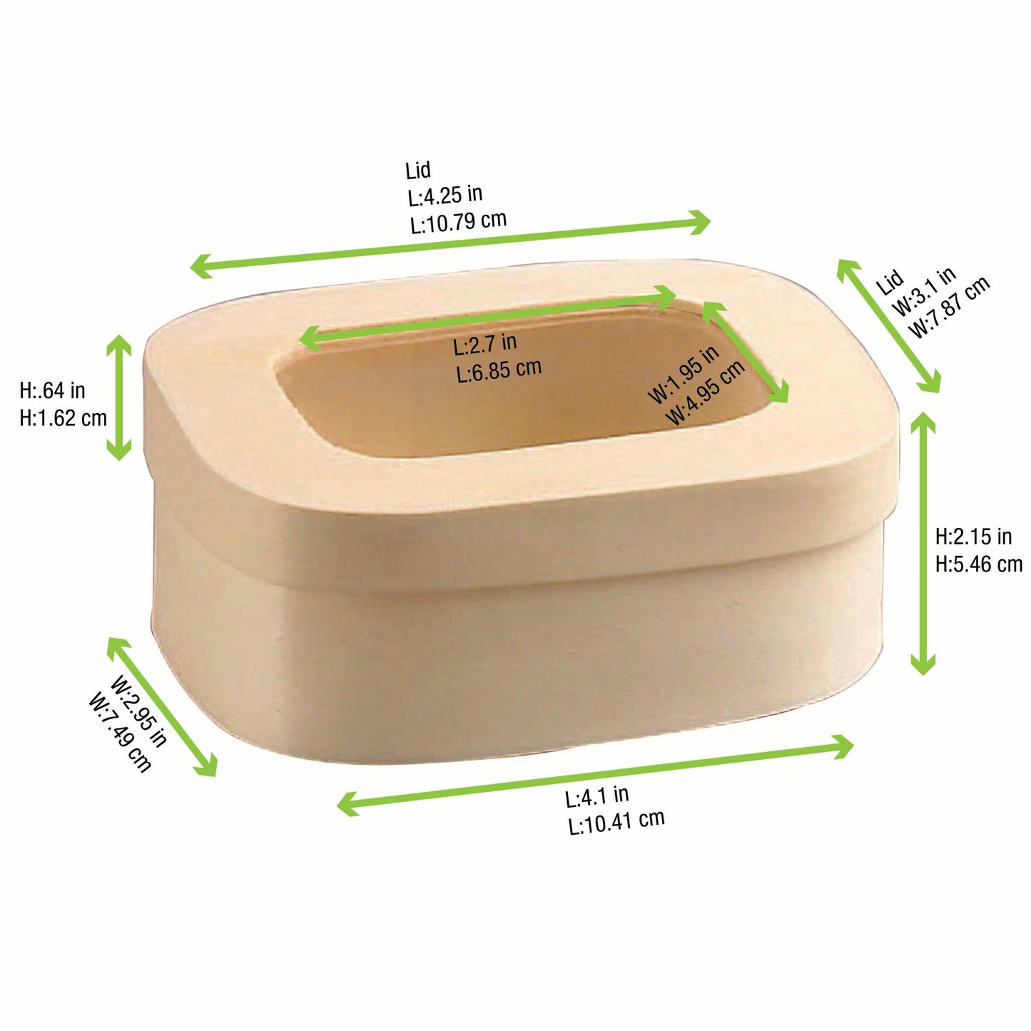 Rectangular Wood Box with Window Lid