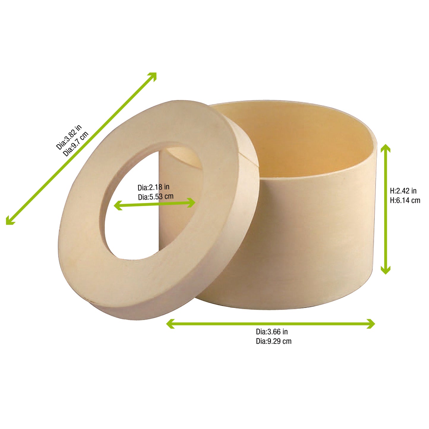Round Wooden Box with Window Lid