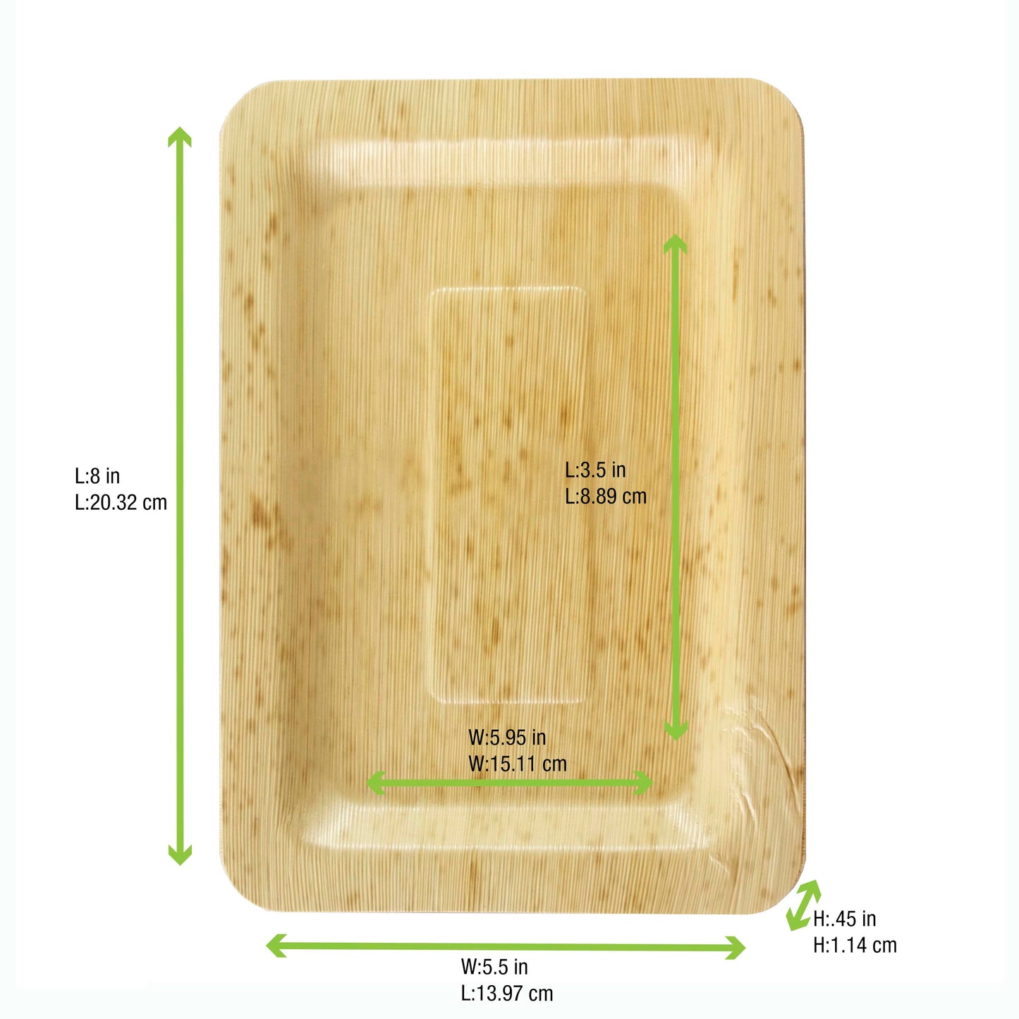 Rectangular Bamboo Leaf Double Layer Plate