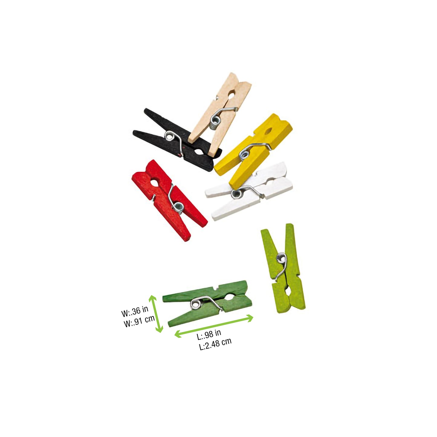 Assorted Colors Mini Wooden Clothespin