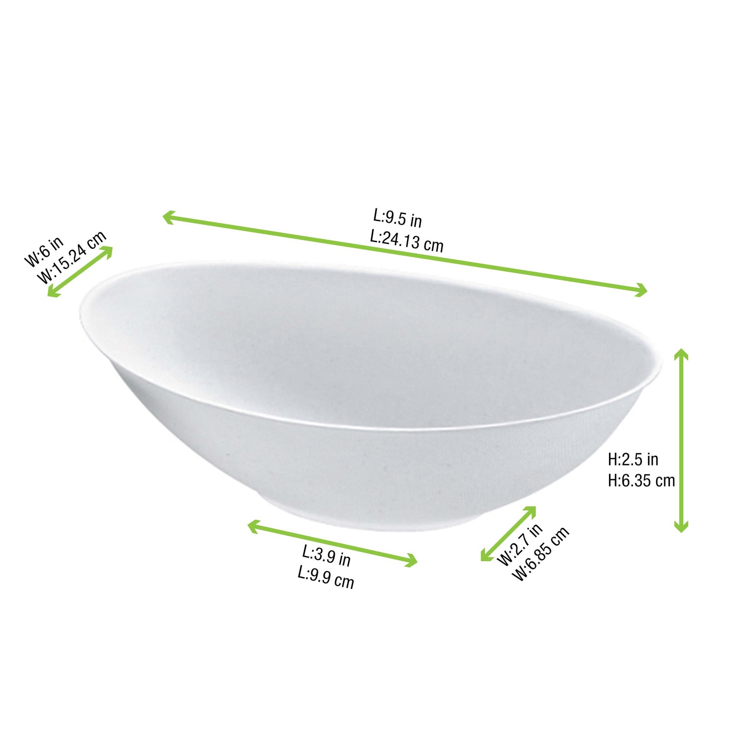 Bio n Chic Oval White Sugarcane Bowl 250/Case