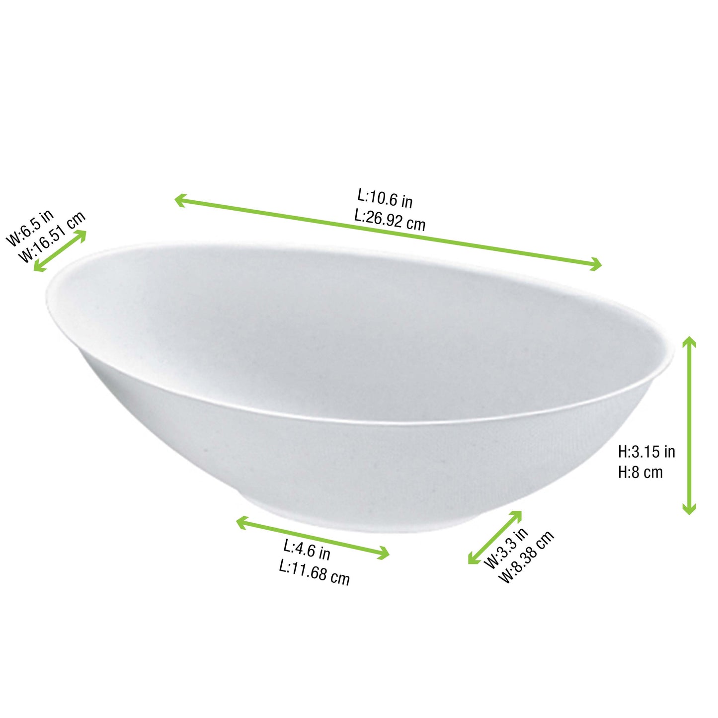Bio n Chic Oval White Sugarcane Bowl 100/Case
