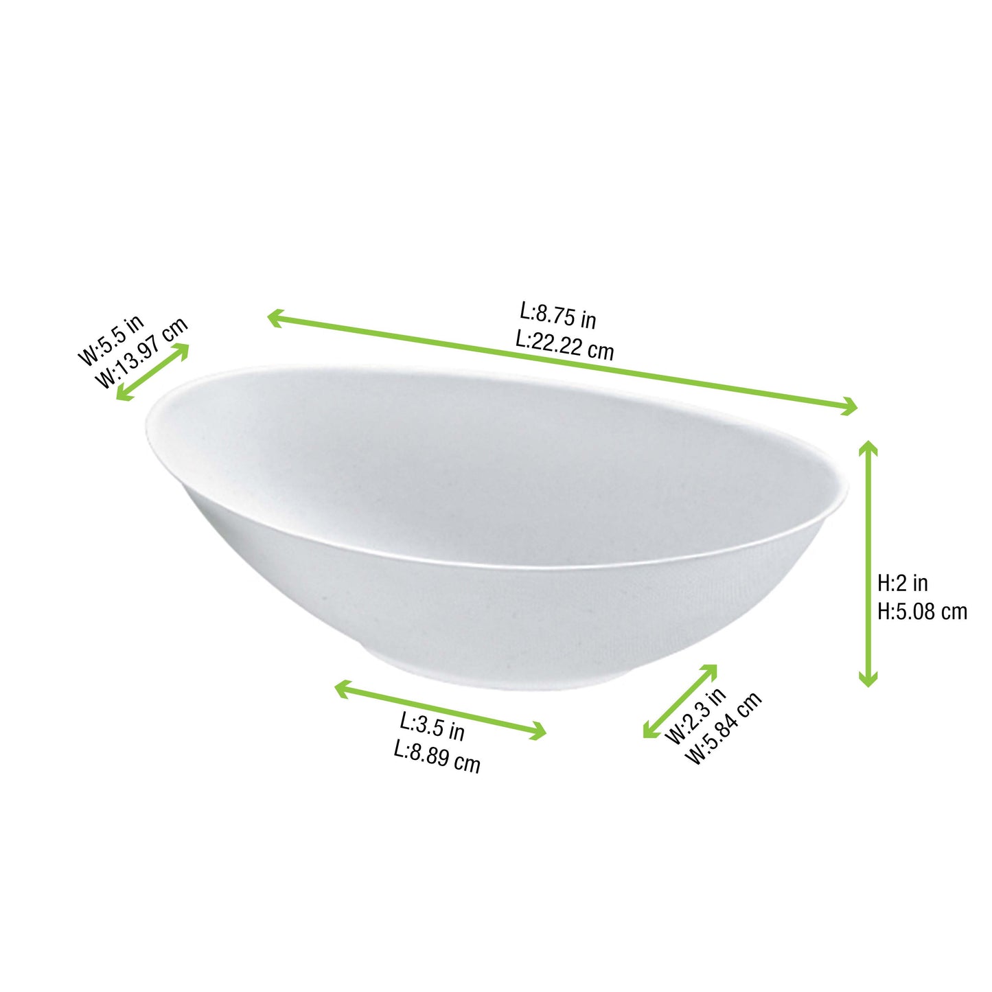 Bio n Chic Oval White Sugarcane Bowl 250/Case
