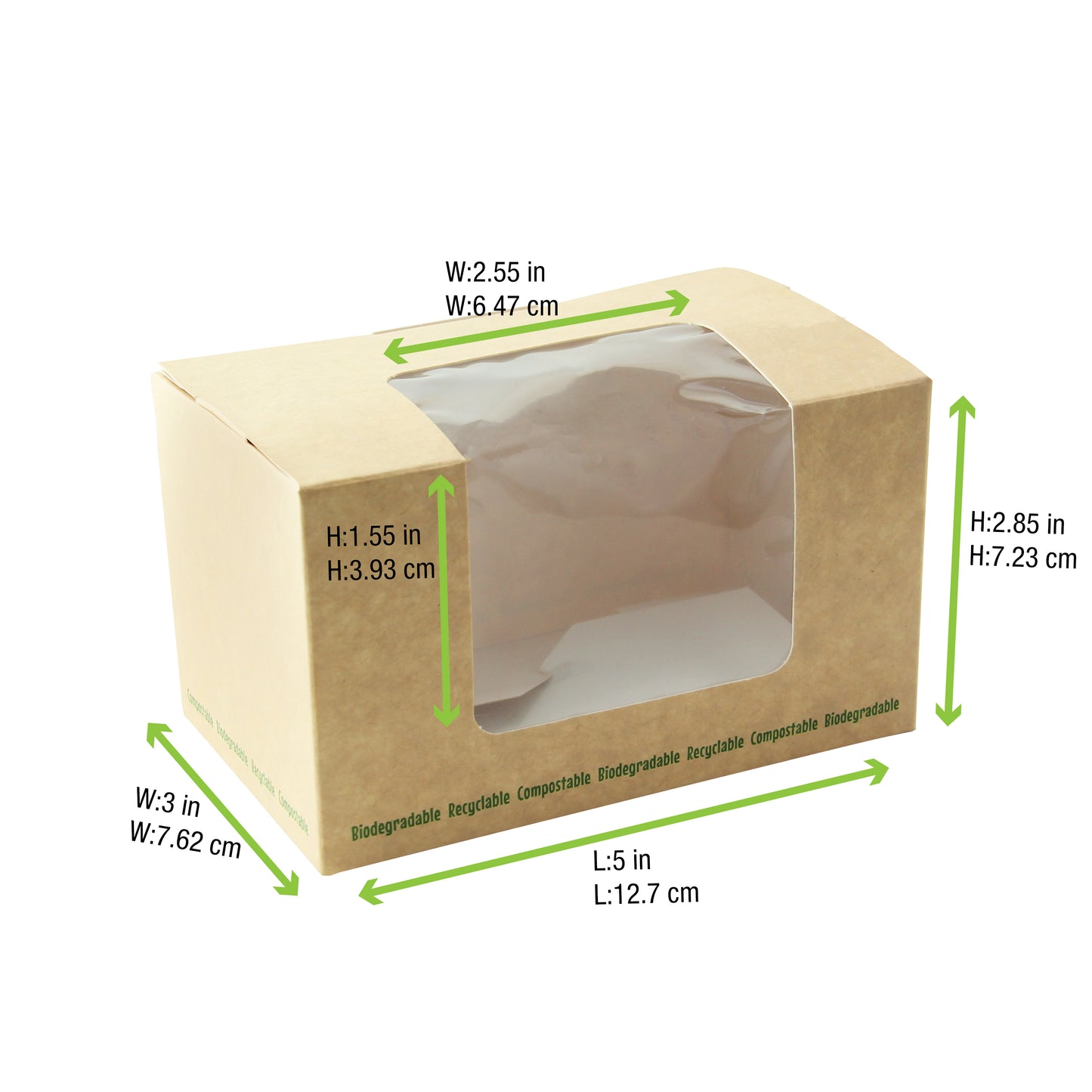 Brown Compostable Wrap Box with Window