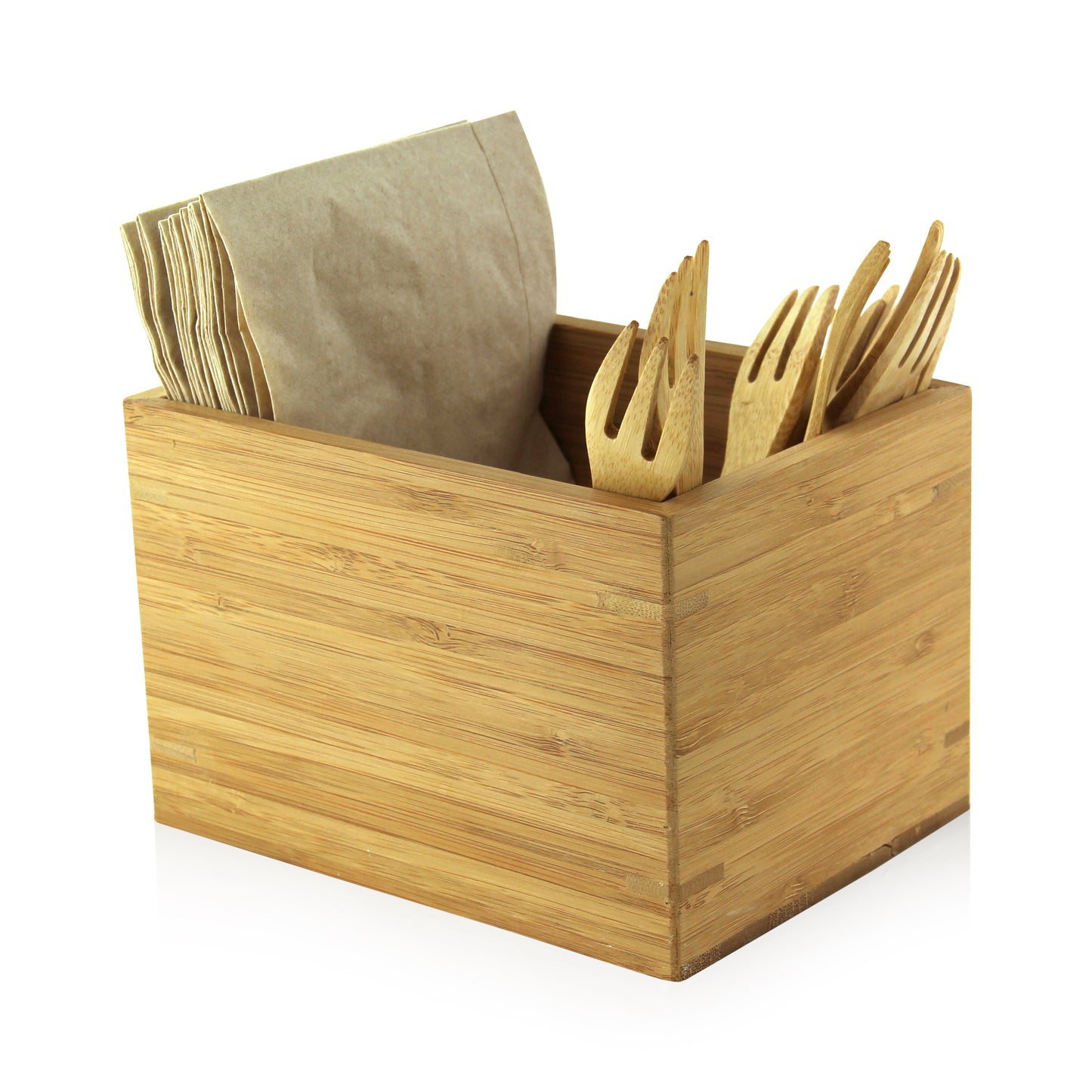 Bamboo Cutlery & Napkin Holder