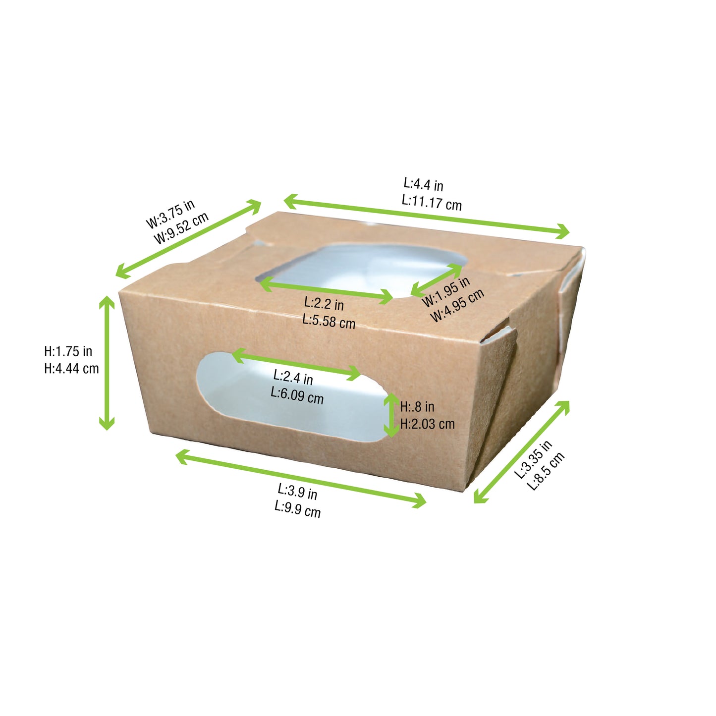 Easy Closing Kraft Salad Box with 2 Windows