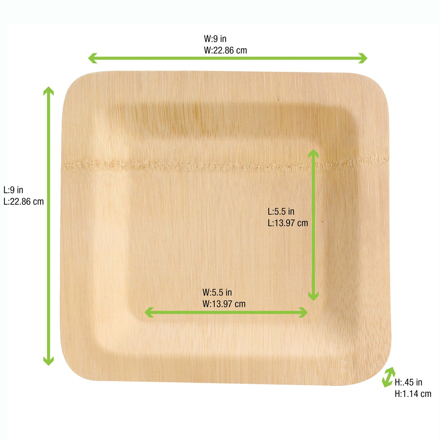 Bamboo Veneer Square Plate 50/Case
