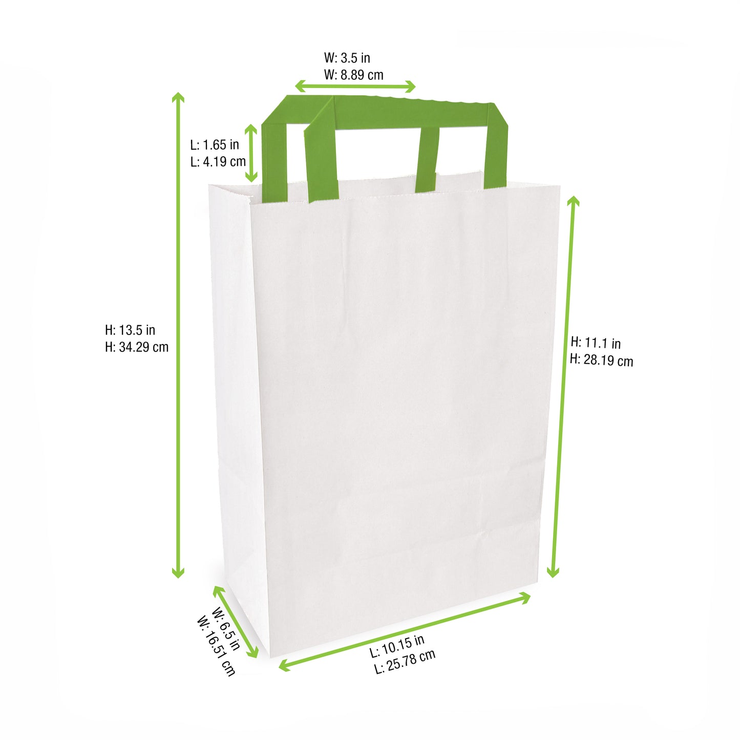 White Paper Bag with Green Handles