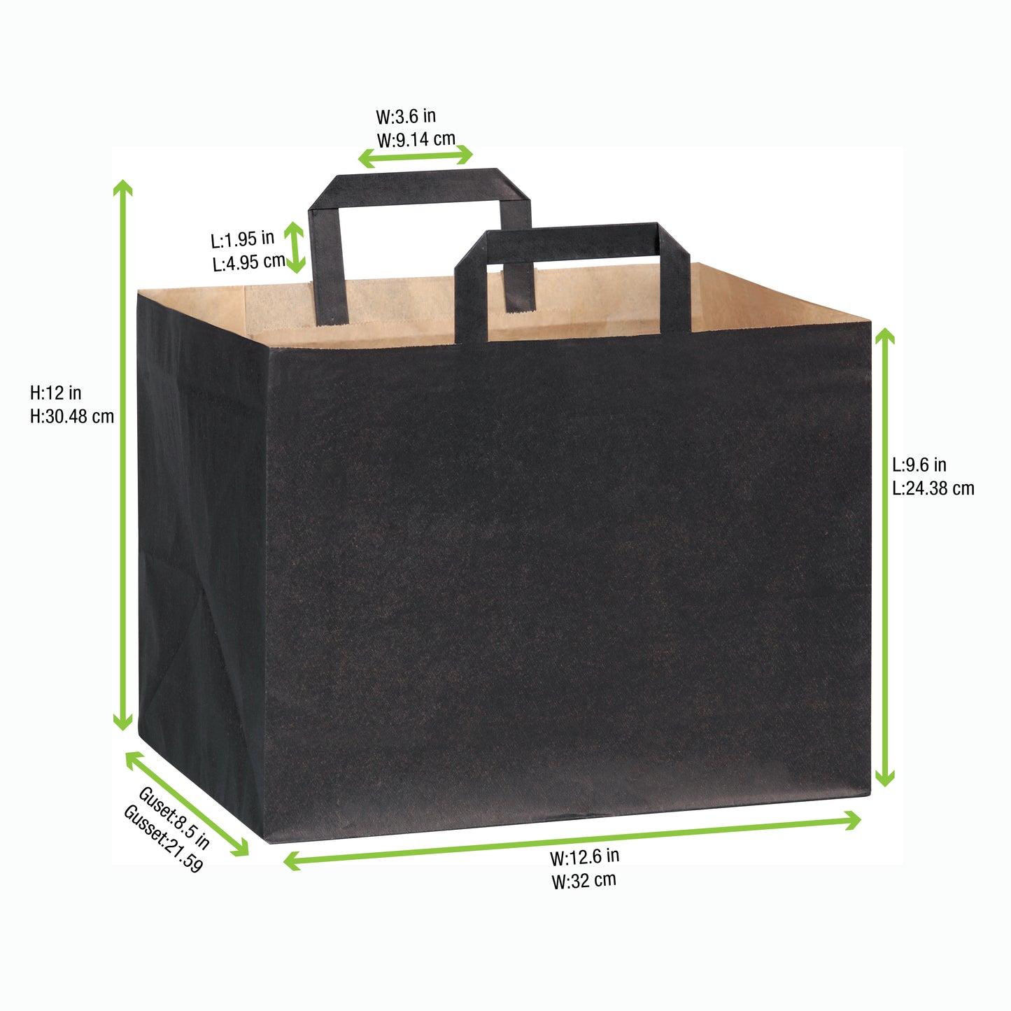 Large & Wide Black Paper Bag with Handle