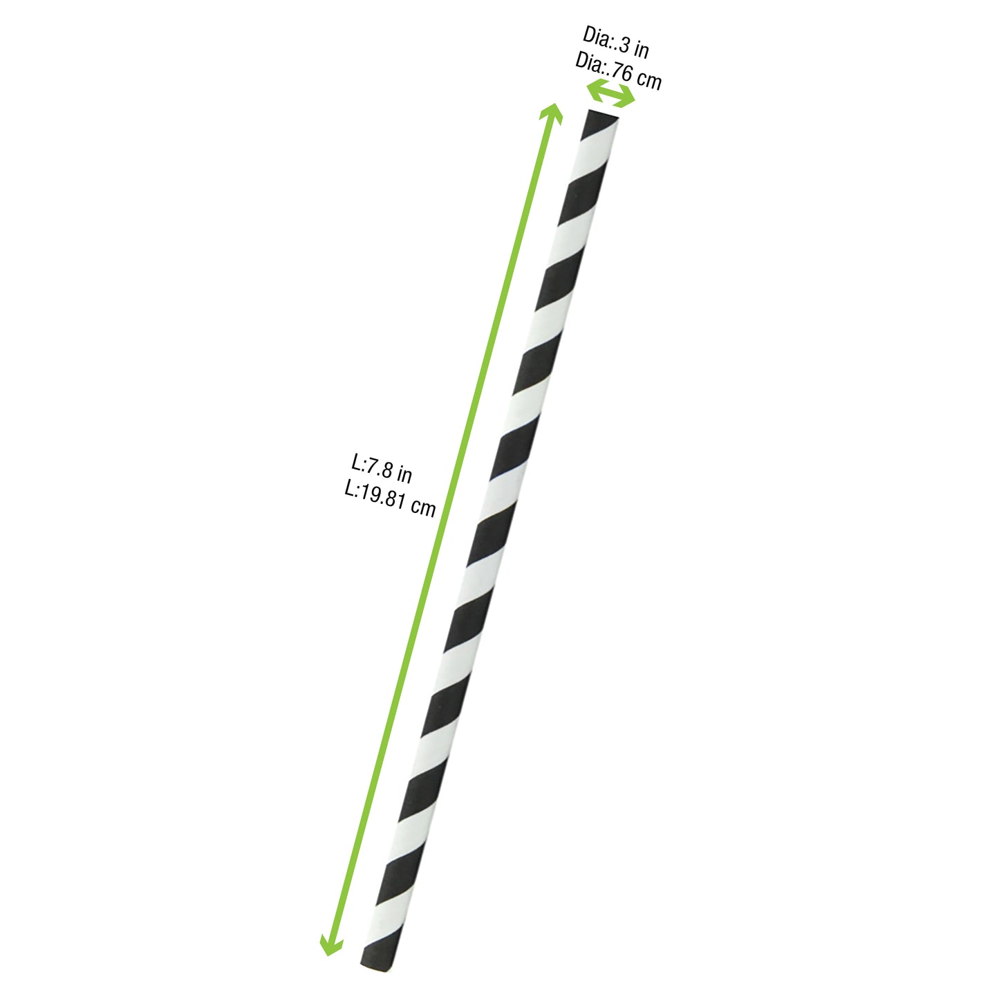 Durable Striped Smoothie Paper Straws - Unwrapped