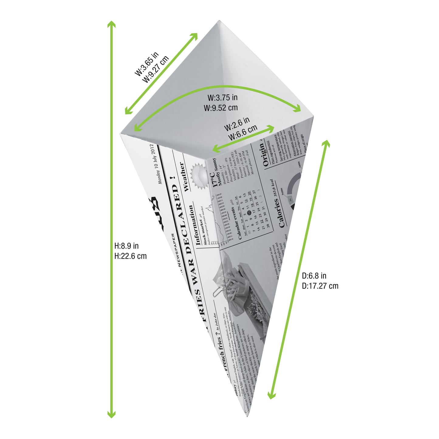 Sturdy Paper Cones with Newspaper Print