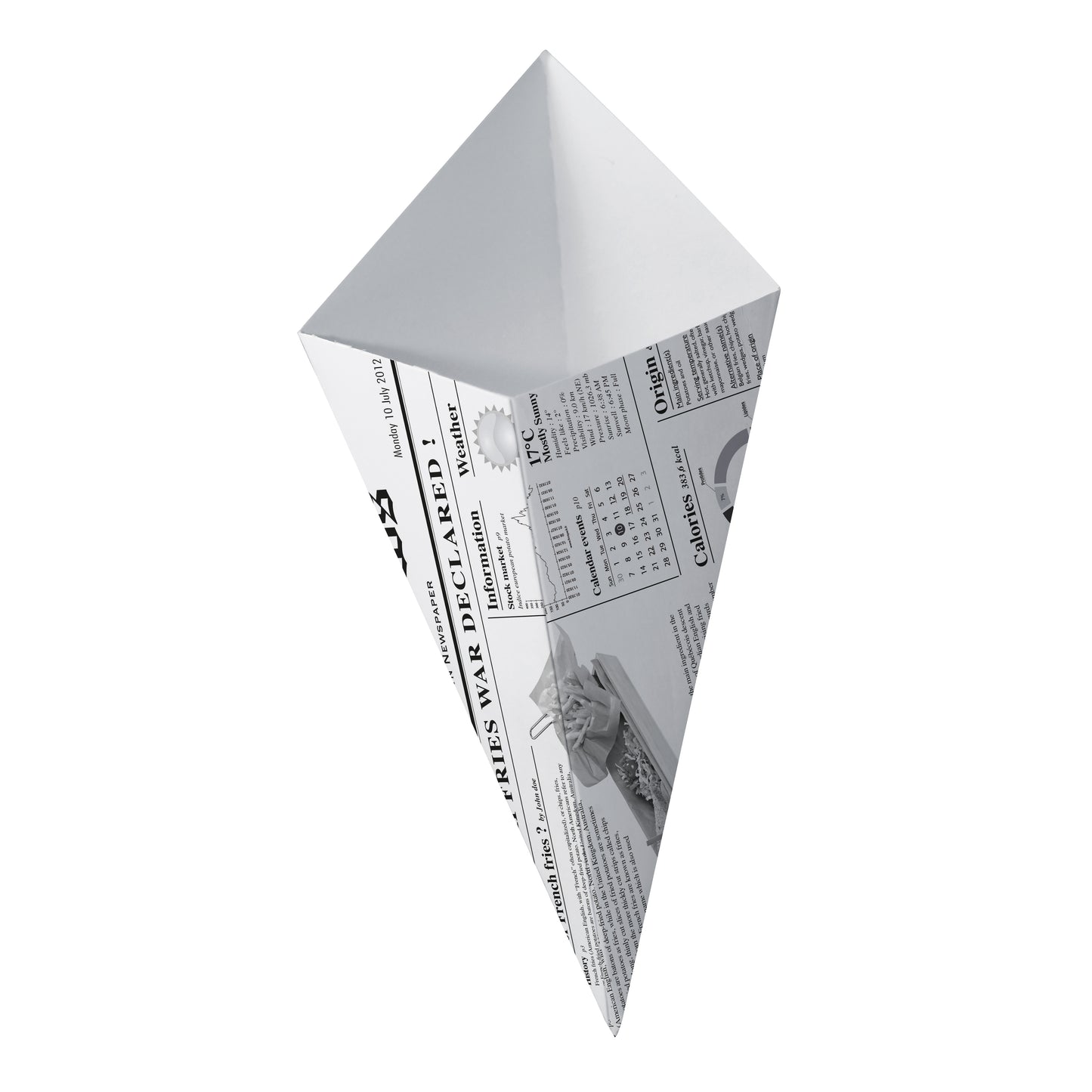 Sturdy Paper Cones with Newspaper Print