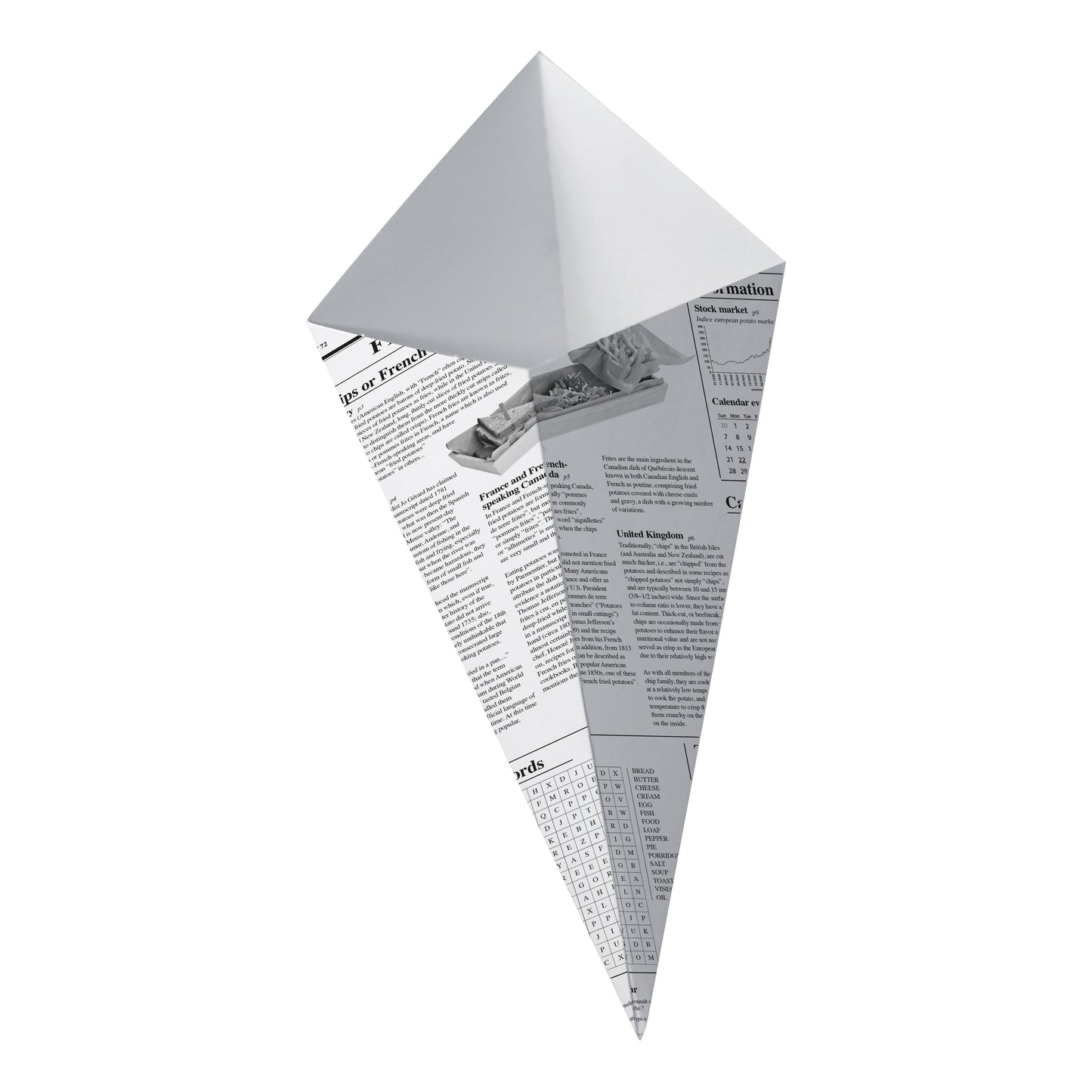 Sturdy Paper Cones with Newspaper Print