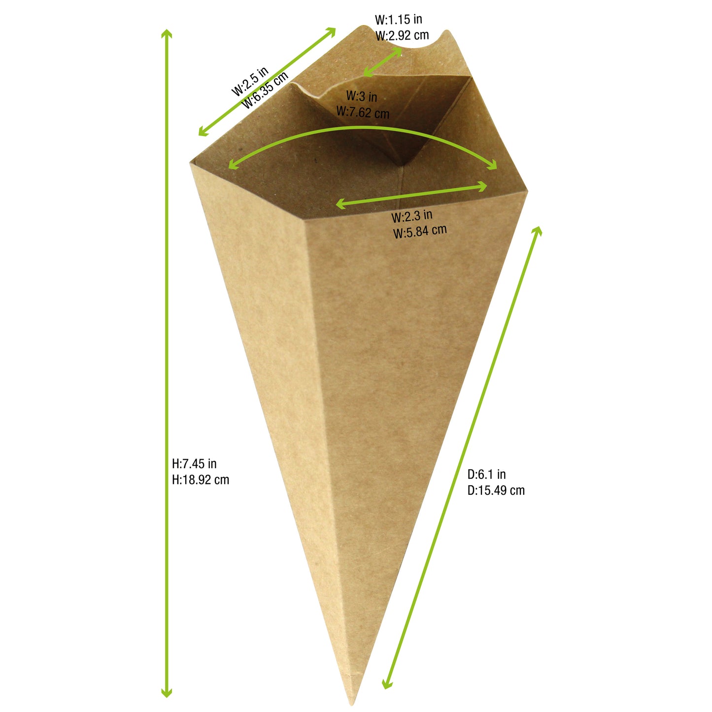 Kraft Paper Cones with Built in Dipping Sauce Compartment