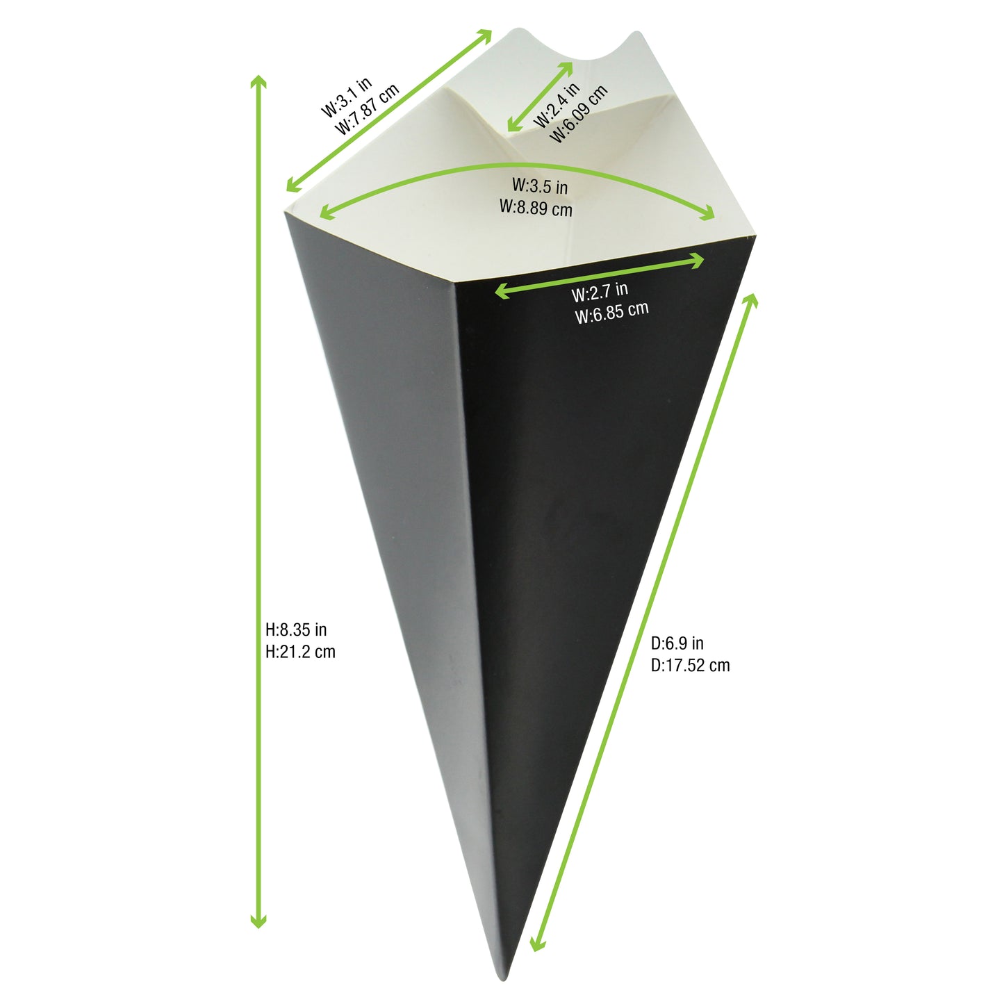 Black Paper Cones with Built in Dipping Sauce Compartment
