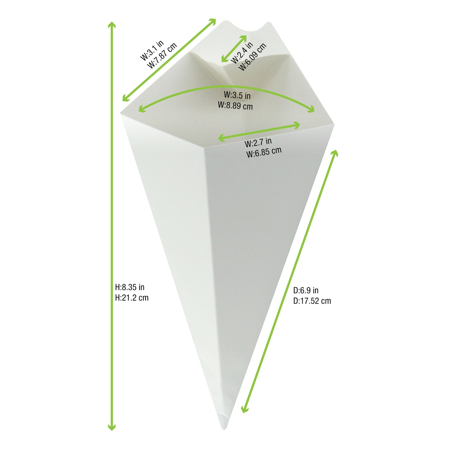 White Paper Cones with Built in Dipping Sauce Compartment