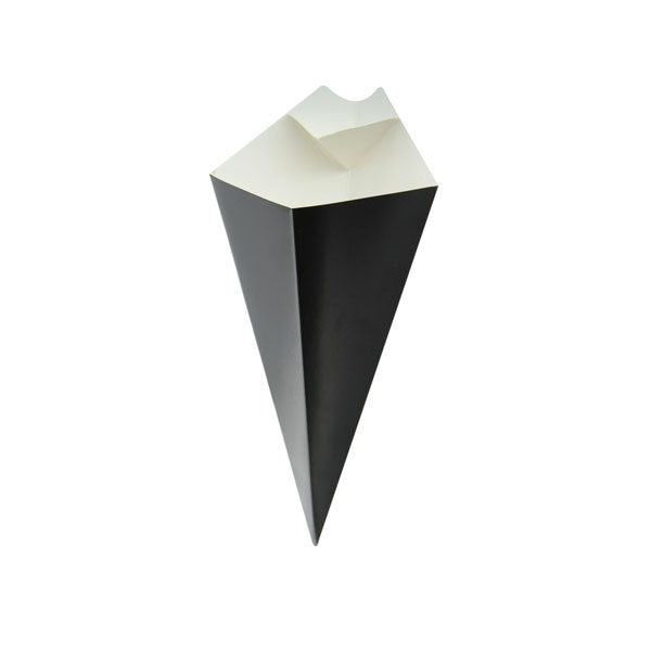 Black Paper Cones with Built in Dipping Sauce Compartment