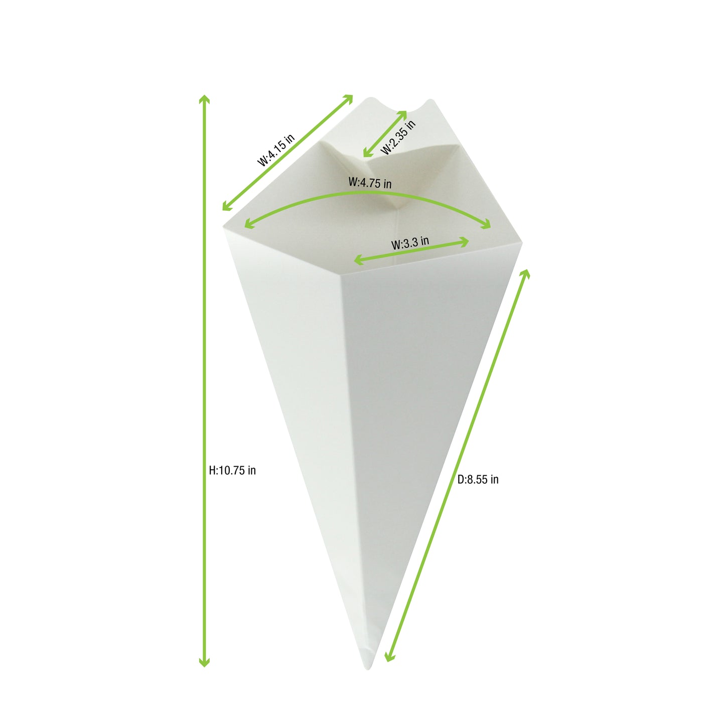 White Paper Cones with Built in Dipping Sauce Compartment
