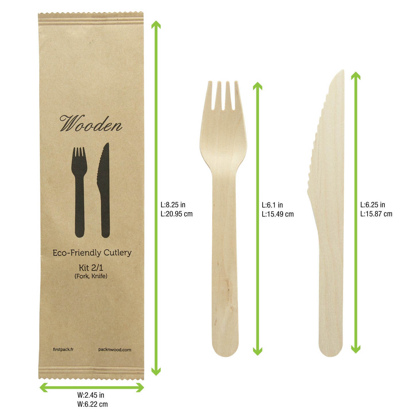 Wooden Cutlery 2/1 kit (Knife + Fork)