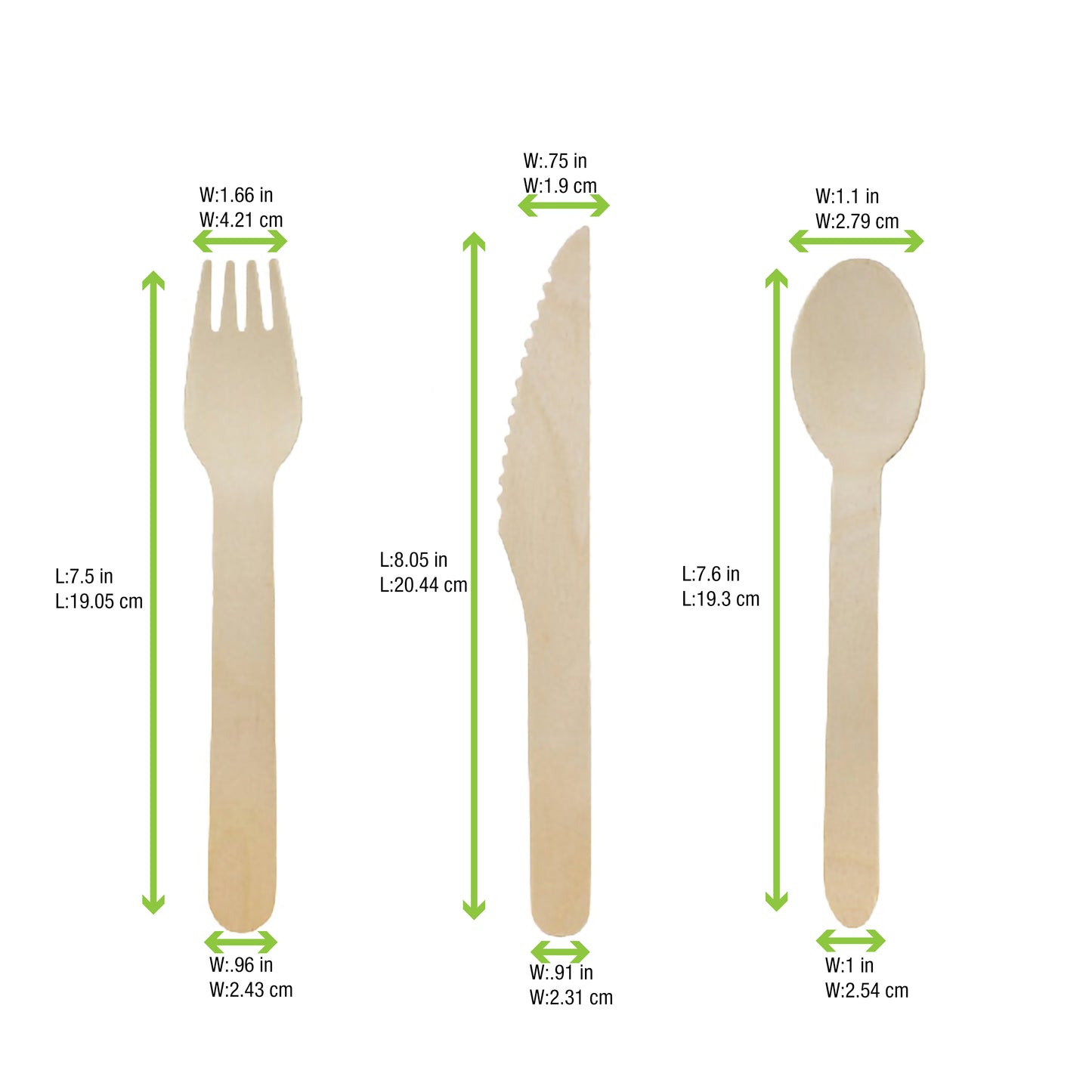 Wooden Cutlery 3/1 kit (Knife + Fork + Spoon)
